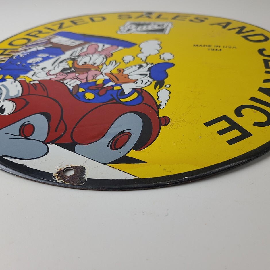 Vintage Buick Automobiles Sign – Donald Duck Porcelain Auto Gas Pump Sign