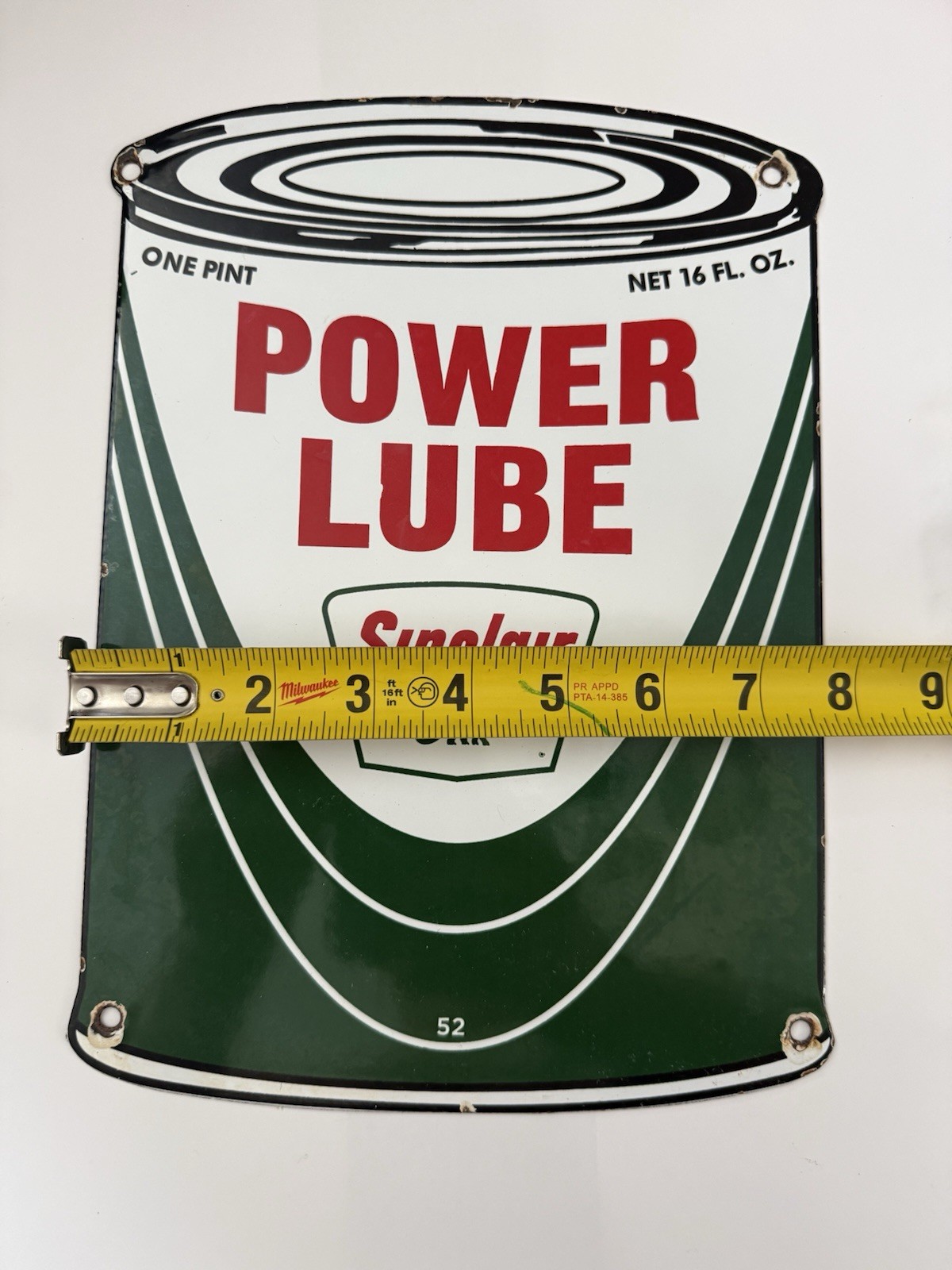 Sinclair Power Lube Advertising Sign 8×10″ Green White Red Gas & Oil