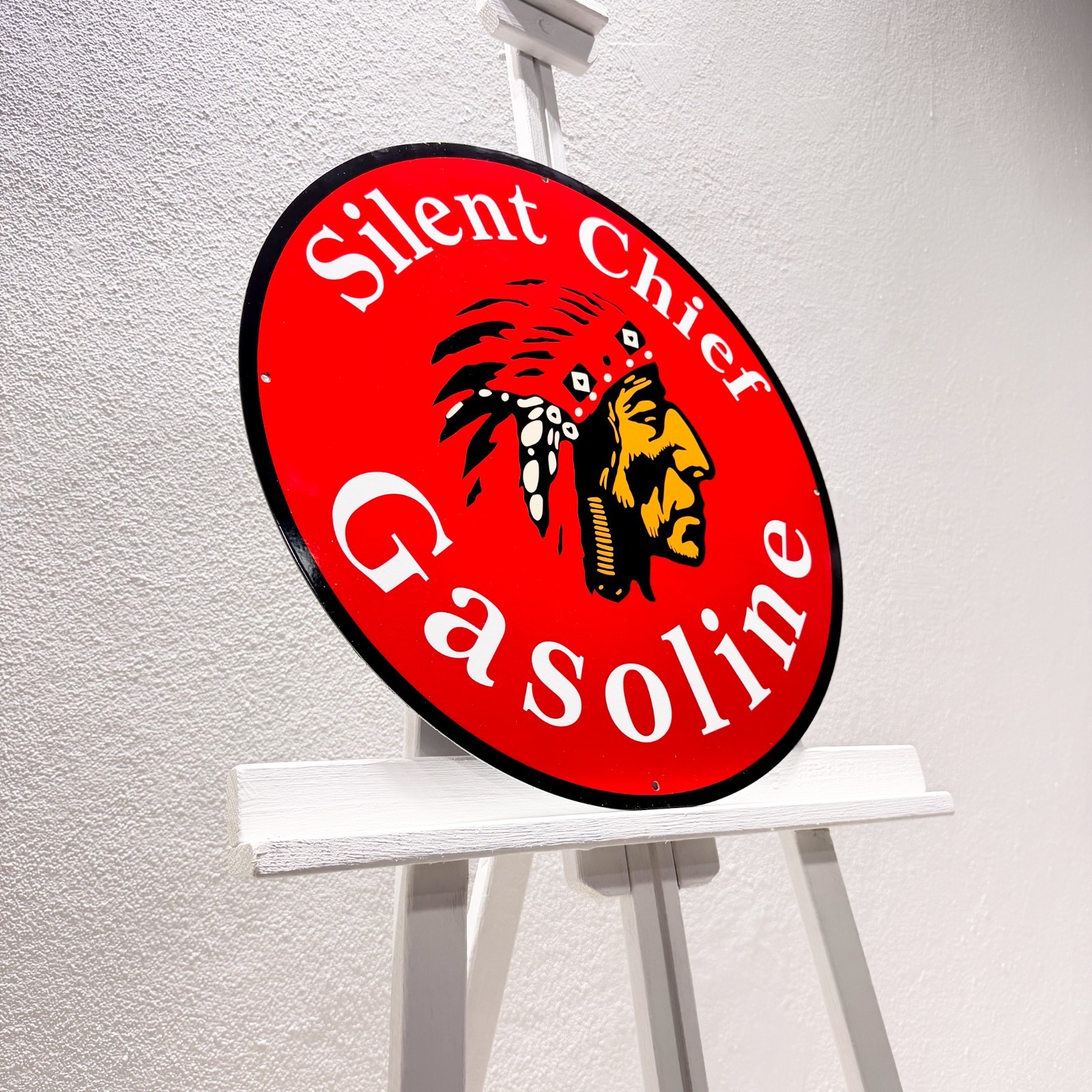 Silent Chief Gasoline Sign – Heavy Metal Garage Decor – 50 cm (19.7”)