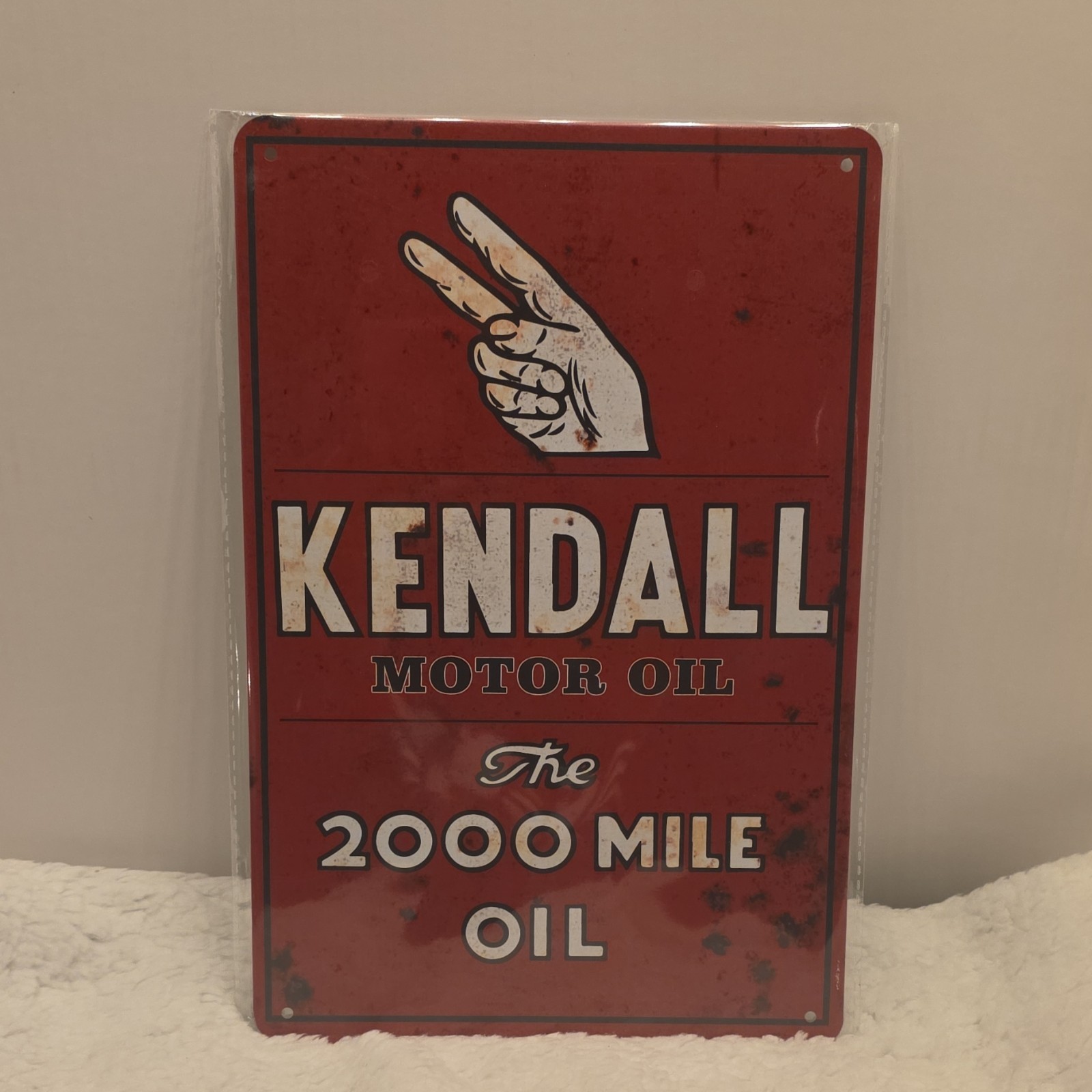 Kendall Motor Oil 2000 Mile Oil Gas & Oil Advertising Sign Red White Black