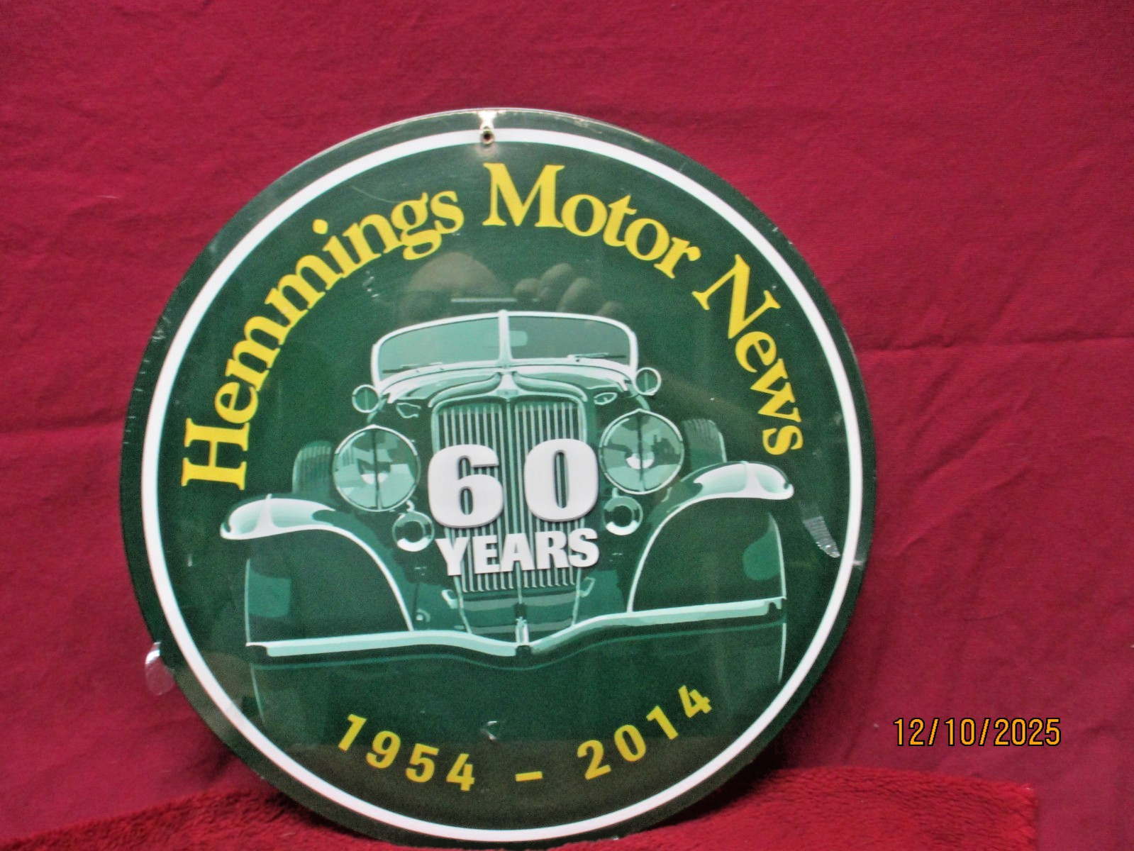 Hemmings Motor News 1954-2014 Metal, Automotive Sign 14″s Dia.