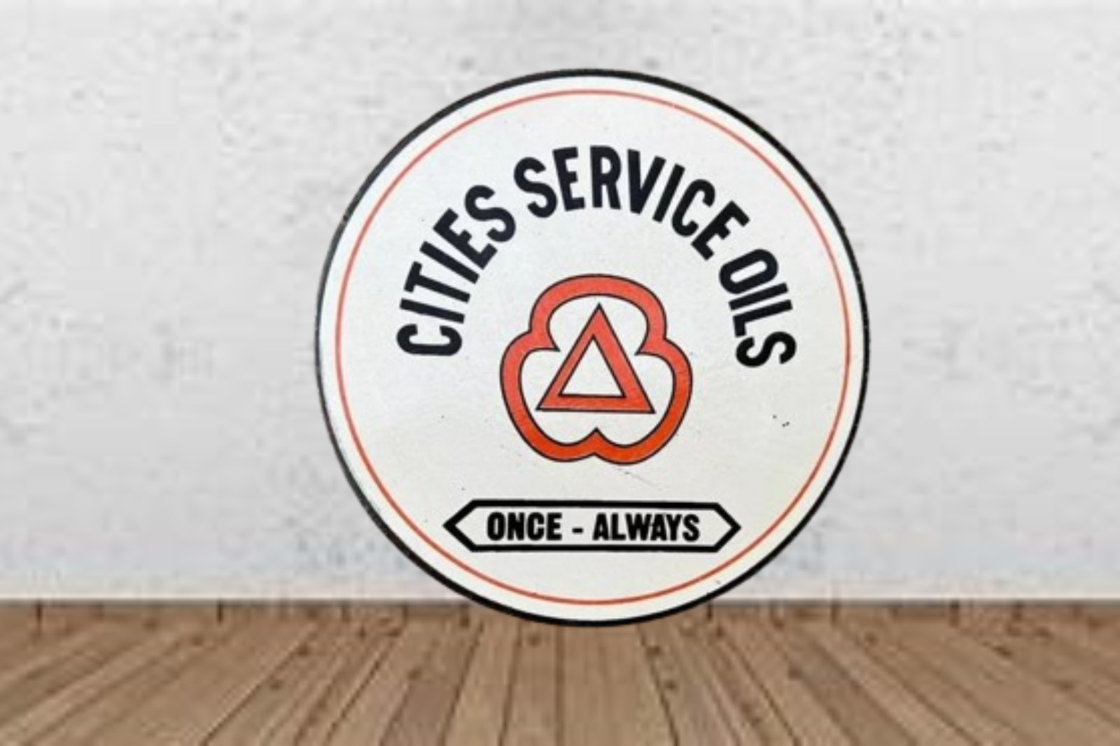 Cities Service Oils Porcelain Enamel Heavy Metal Sign 30 Inches Double Side