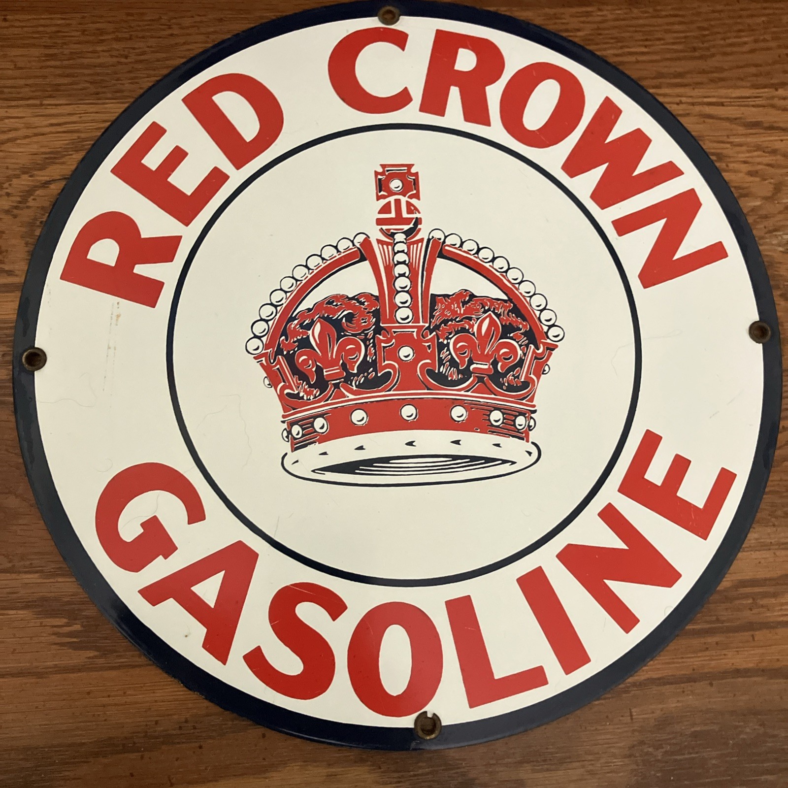 VINTAGE RED CROWN GASOLINE PORCELAIN SIGN STANDARD OIL GAS STATION PUMP PLATE