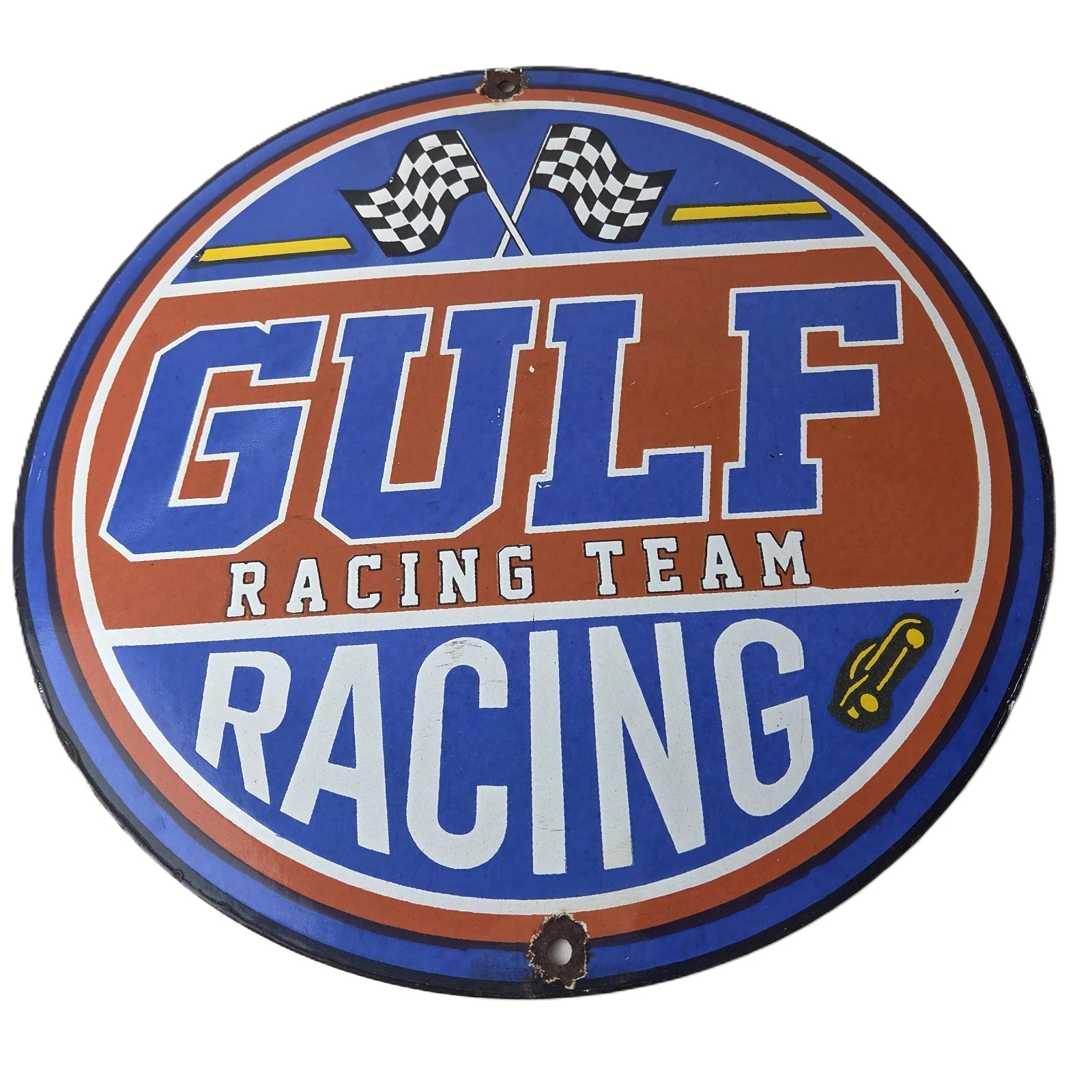 Vintage Gulf Gasoline Sign – Racing Automobile Porcelain Gas Pump Sign