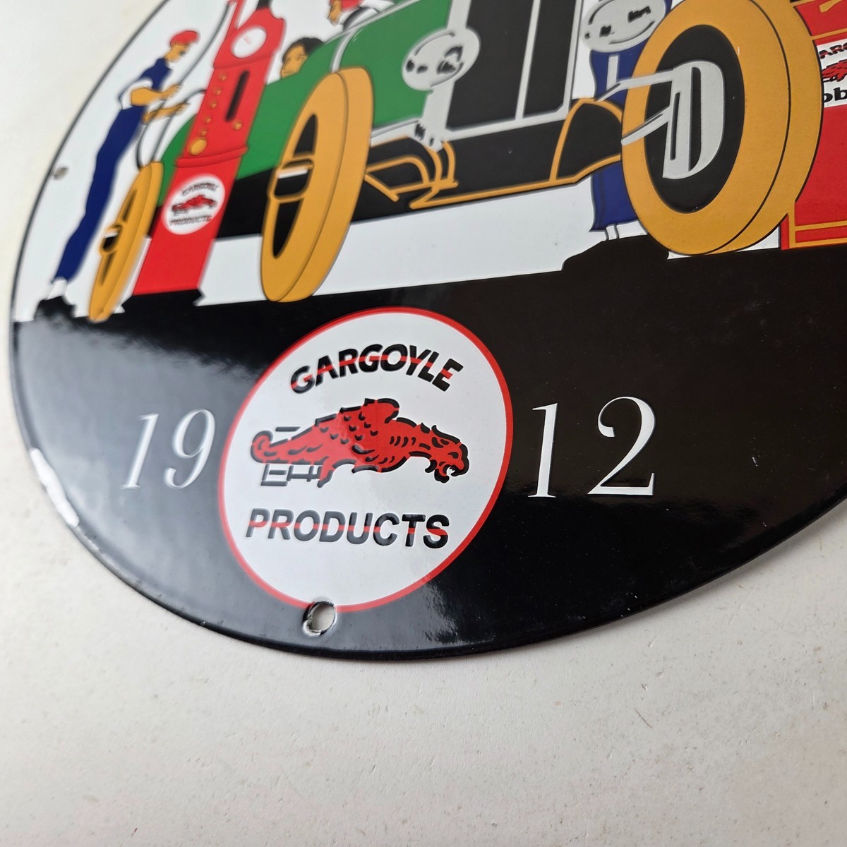Vintage Mobil Sign – Gargoyle Mobilgas Attendants Gas Oil Filling Porcelain Sign