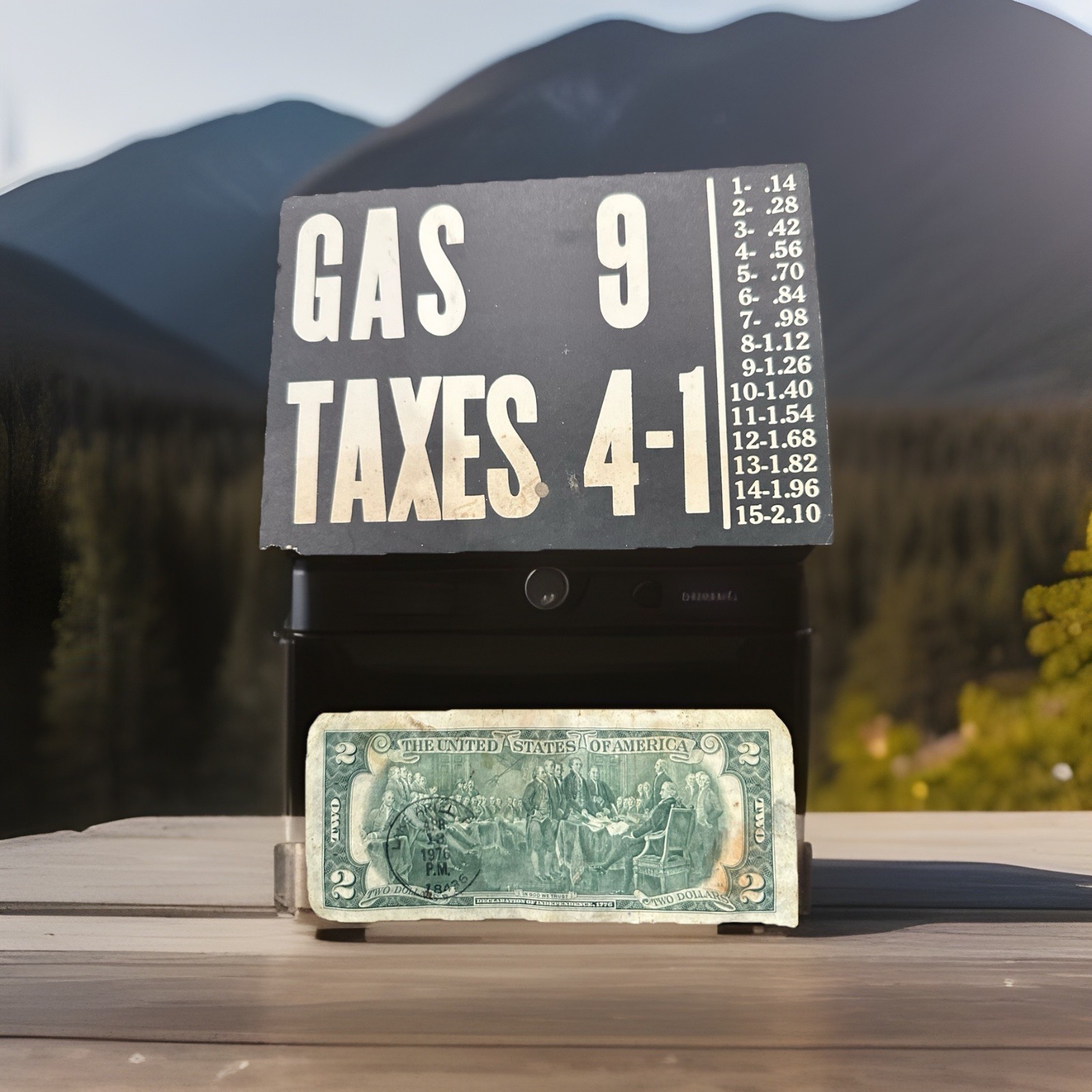 1 two side Visible Gas Service Station Pump Price Tax Paper Sign vtg 1920s rare