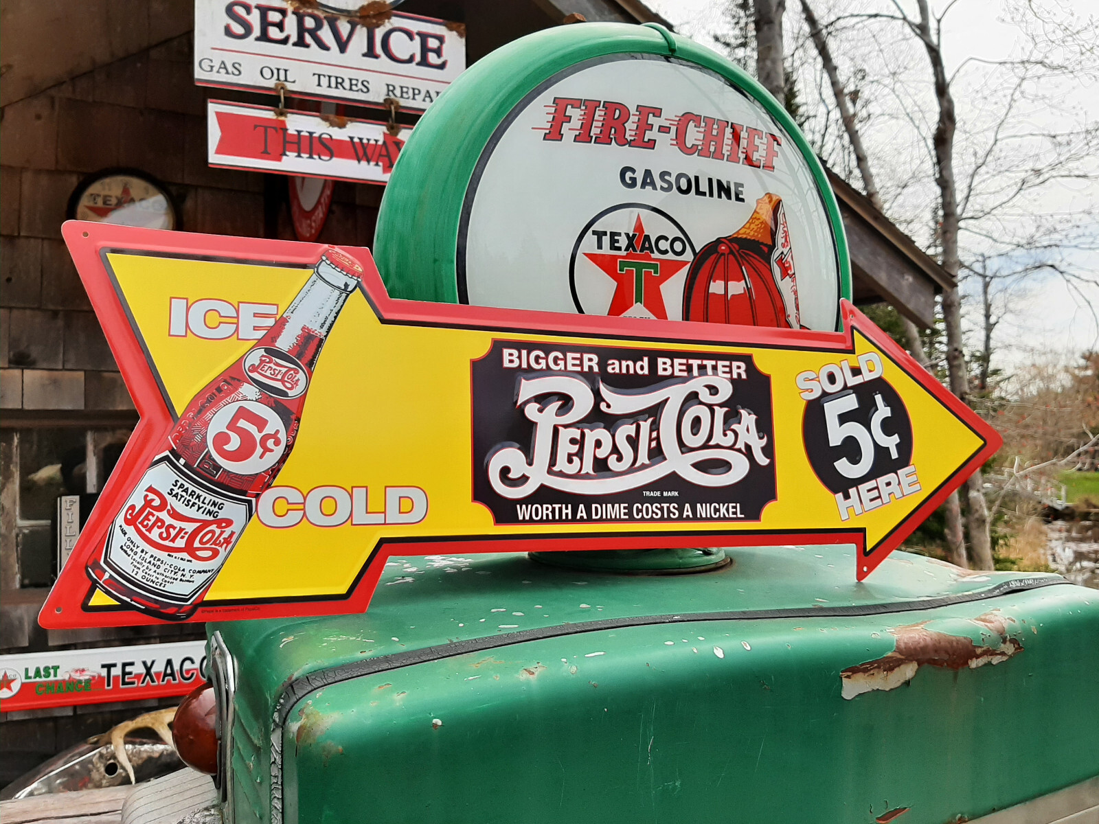 27X 9 INCH PEPSI COLA ARROW SIGN