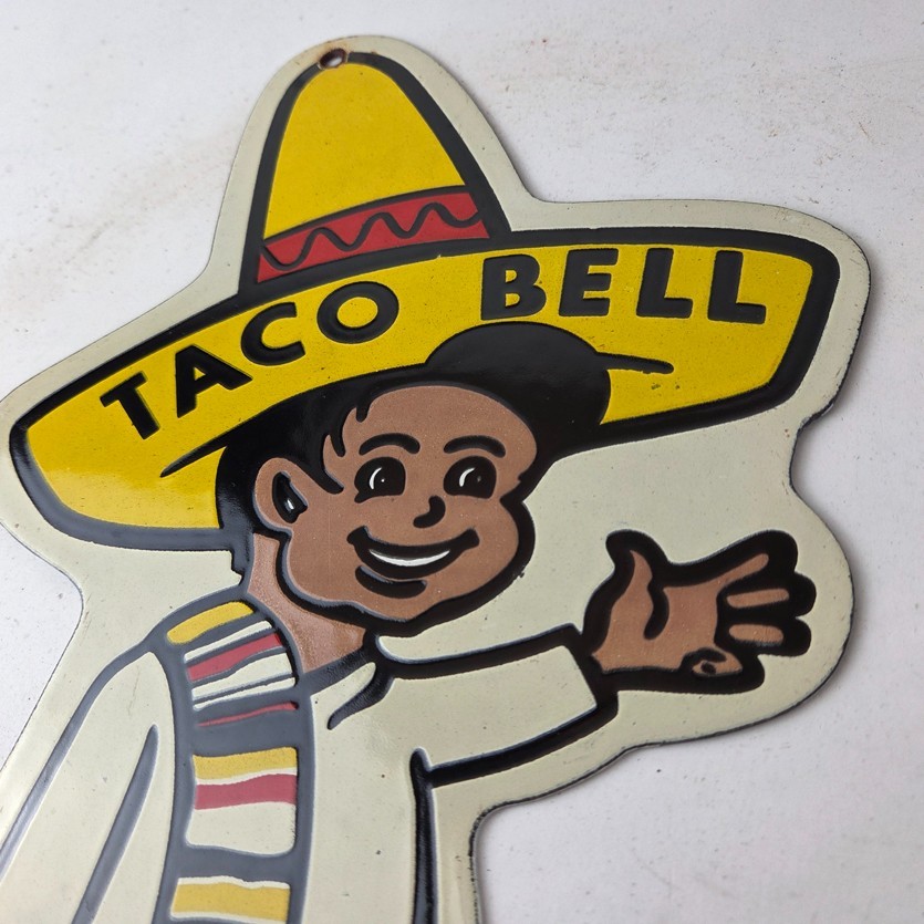 Vintage Taco Bell Sign – Fast Food Diner Gas Pump Porcelain Sign