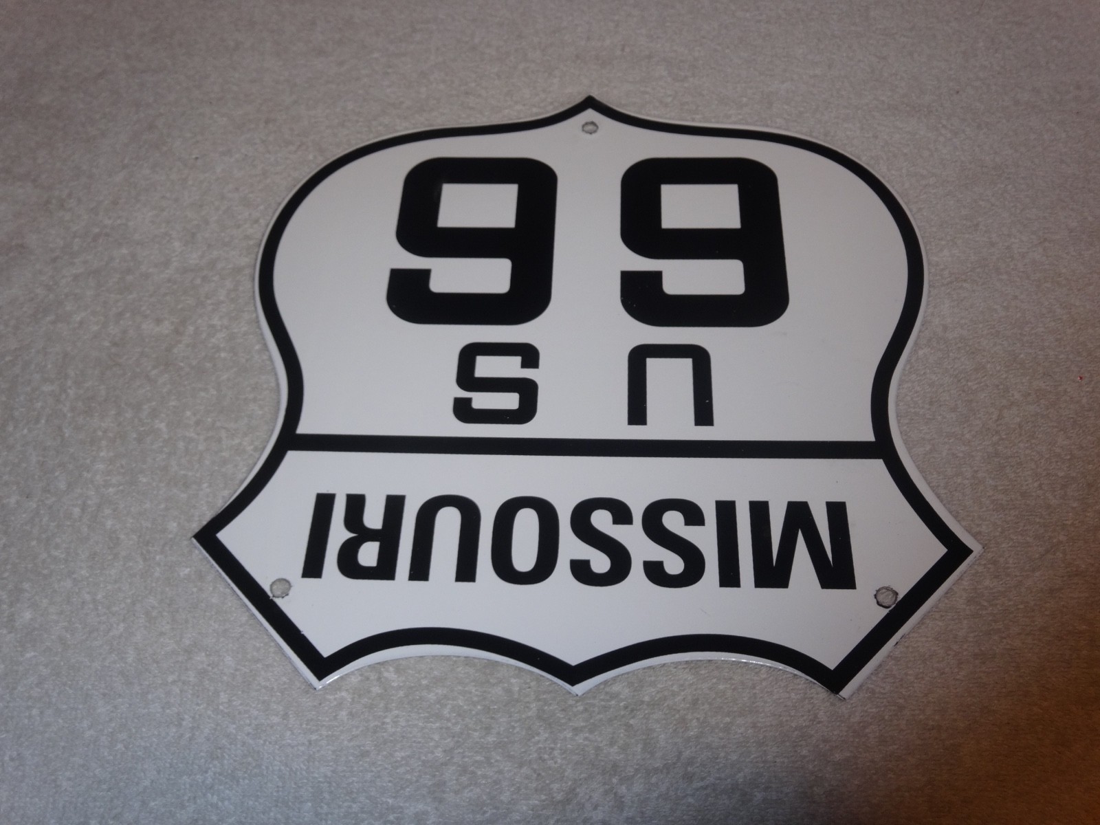 VINTAGE MISSOURI ROUTE 66 UNITED STATES U.S. PORCELAIN METAL GASOLINE OIL SIGN