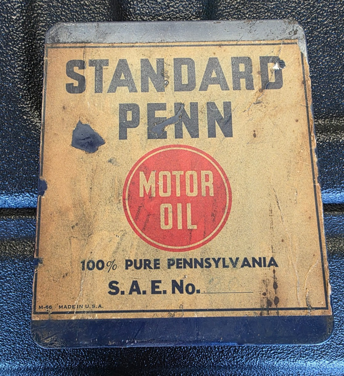Vintage Standard Oil Standard Penn Motor Oil Porcelain Pump Motor Oil Sign-RARE