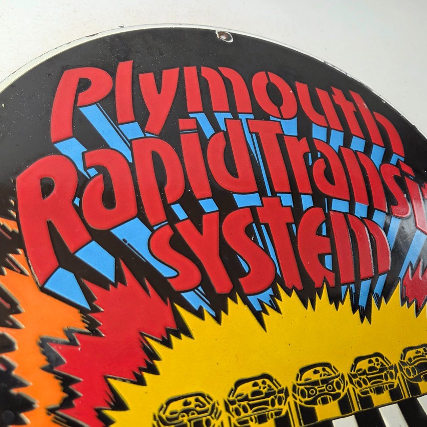 Vintage Plymouth Rapid Transit System Sign – Porcelain Auto Gas Pump Plate Sign