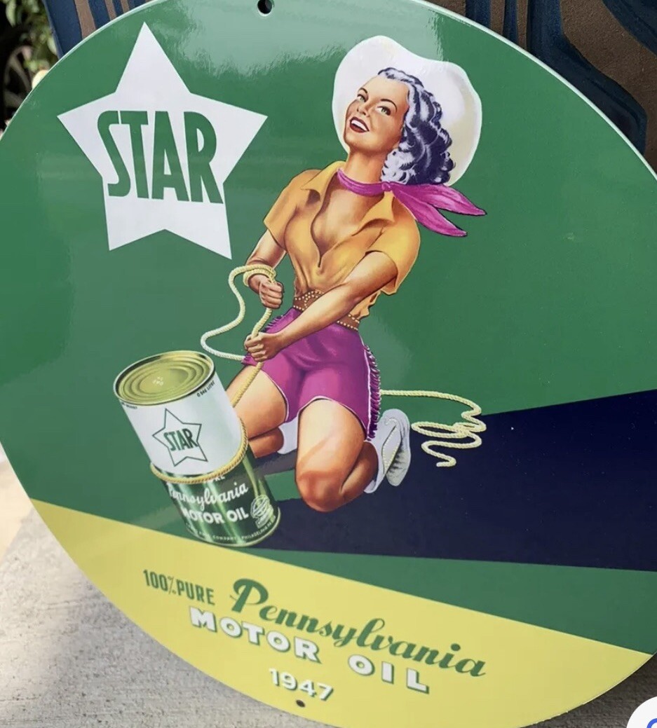 Top Quality Star Pennsylvania Motor Oil vintage reproduction Garage Sign