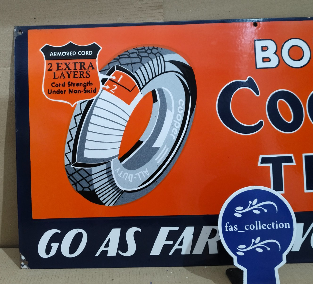 Cooper Tires Porcelain Enamel Sign 36 x 18 Inches 1 Sided