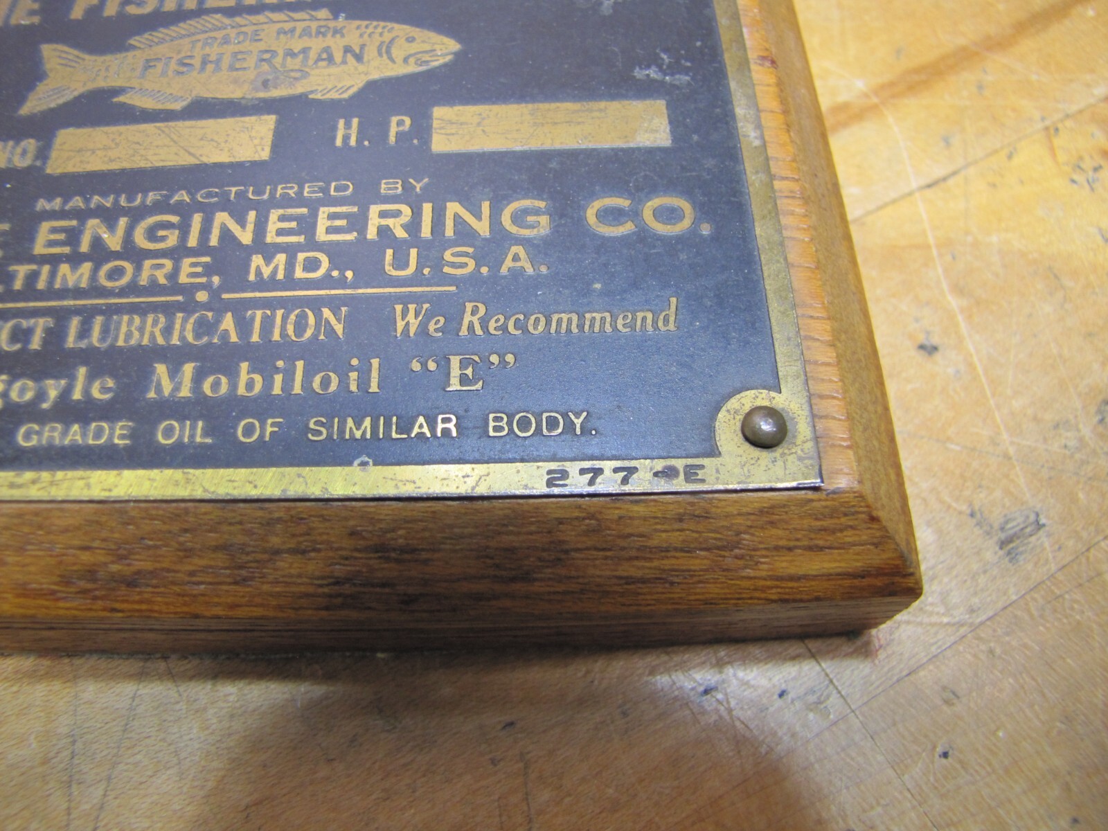 FISHERMAN FORD LOANE ENGINEERING BALTIMORE MD GARGOYLE MOBILOIL Old Sign Plaque
