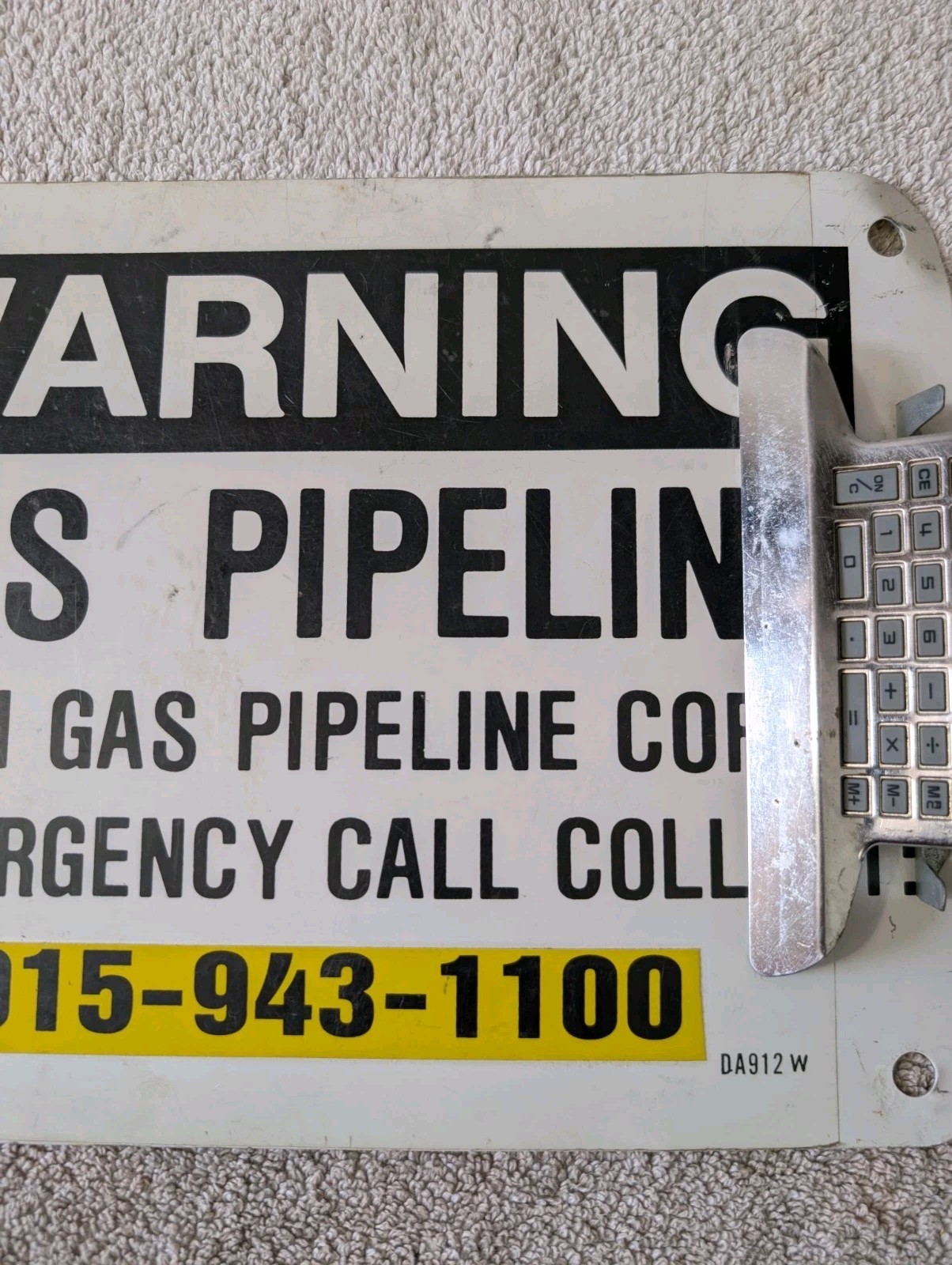 Vintage Delhi Gas Pipeline Corp Warning Sign Clipboard Gas & Oil