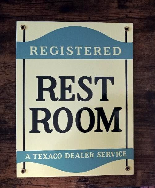 TEXACO RESTROOM PORCELAIN SIGN OIL HOME OFFICE GARAGE WALL DECOR