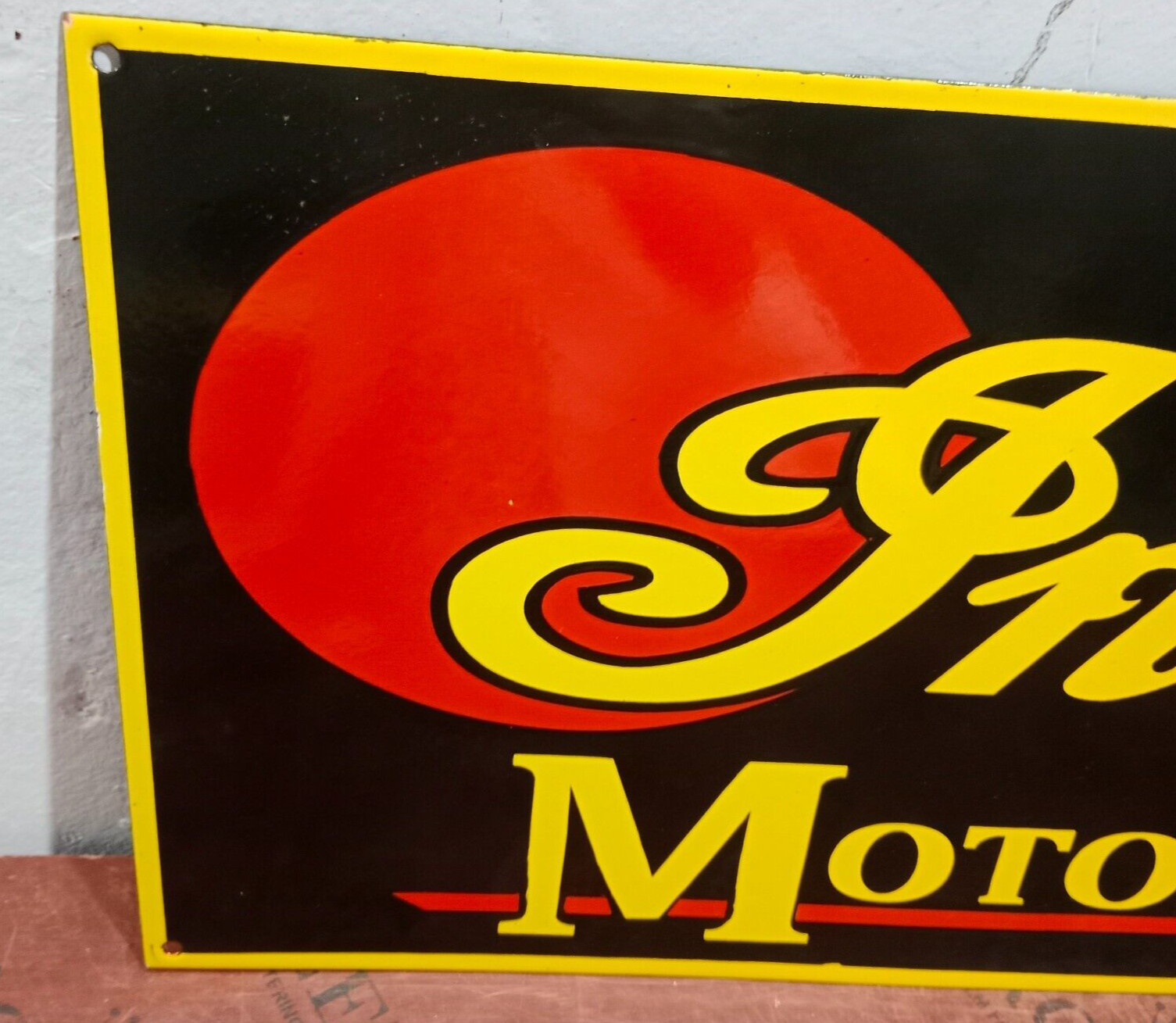 Indian Motorcycles Porcelain Enamel Sign 36 x 15 Inches 1 Sided