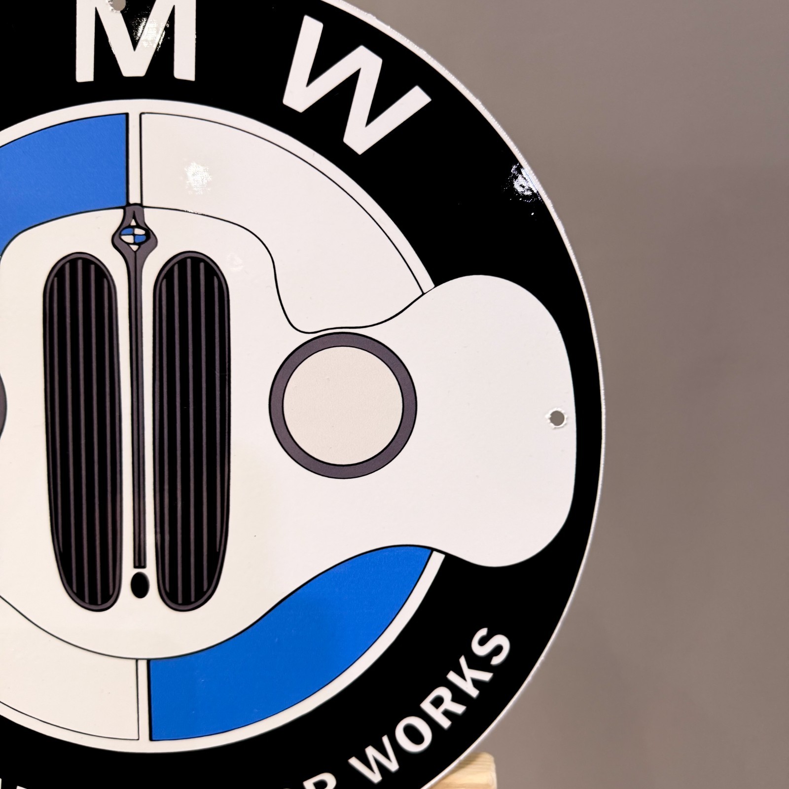 BMW Black Logo & Bavarian Motor Works Heavy Metal Sign Set – 30 cm (11.8”)