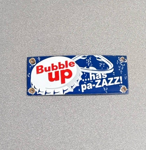 VINTAGE BUBBLE UP SODA COLA PORCELAIN SIGN CAR GAS TRUCK MOTORCYCLE OIL