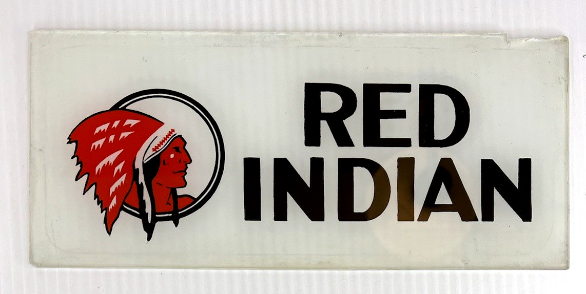 Original Red Indian Glass Insert Gas Pump Advertisement, 1940’s era,