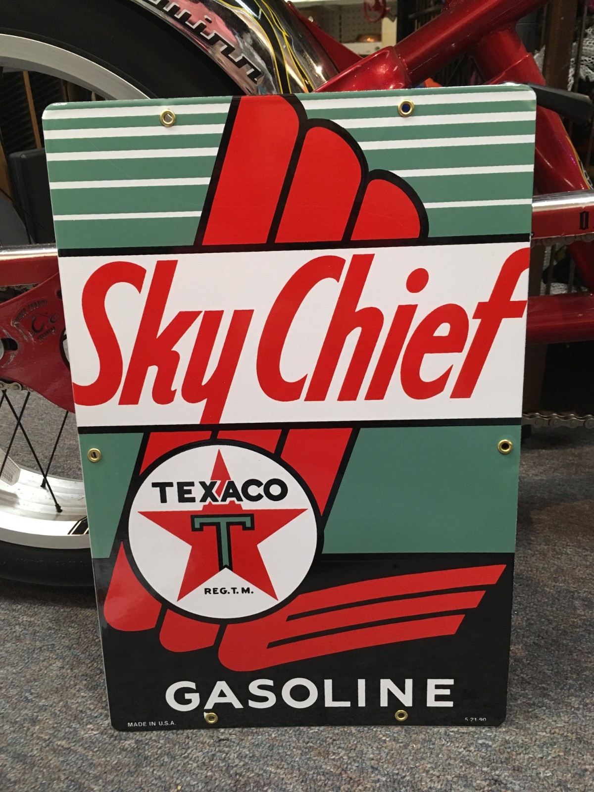 TEXACO FIRE CHIEF & SKY CHIEF pump PLATE porcelain coated 18 GAUGE steel SIGNS