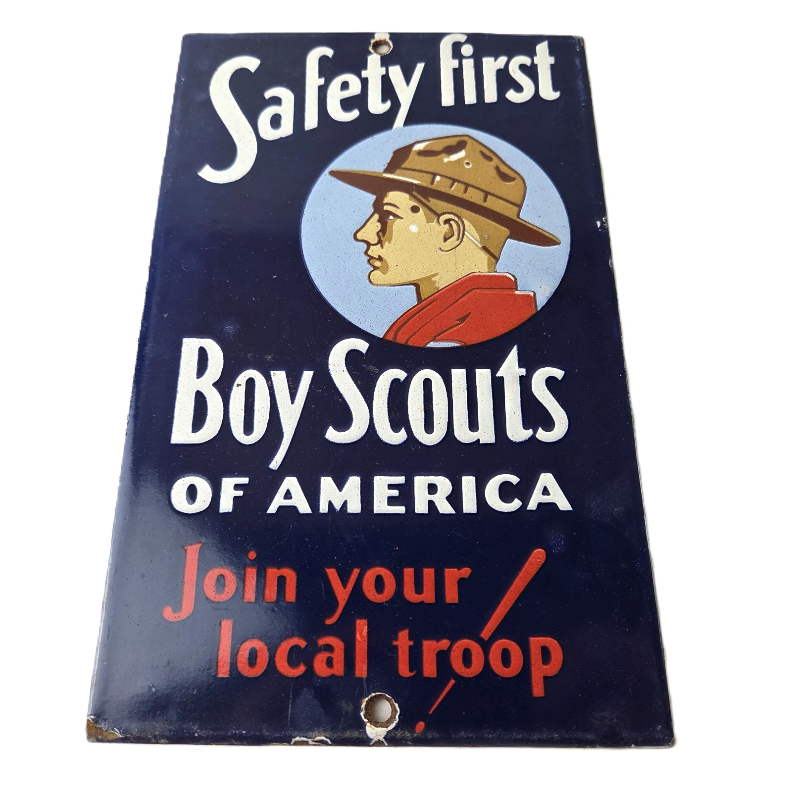 Vintage Boy Scouts Sign – America Local Troop Gas Pump Motor Oil Porcelain Sign