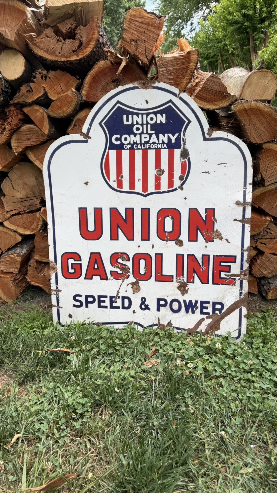 💯 original PORCELAIN UNION GASOLINE ENAMEL SIGN 26 by 32 INCHES DOUBLE SIDED