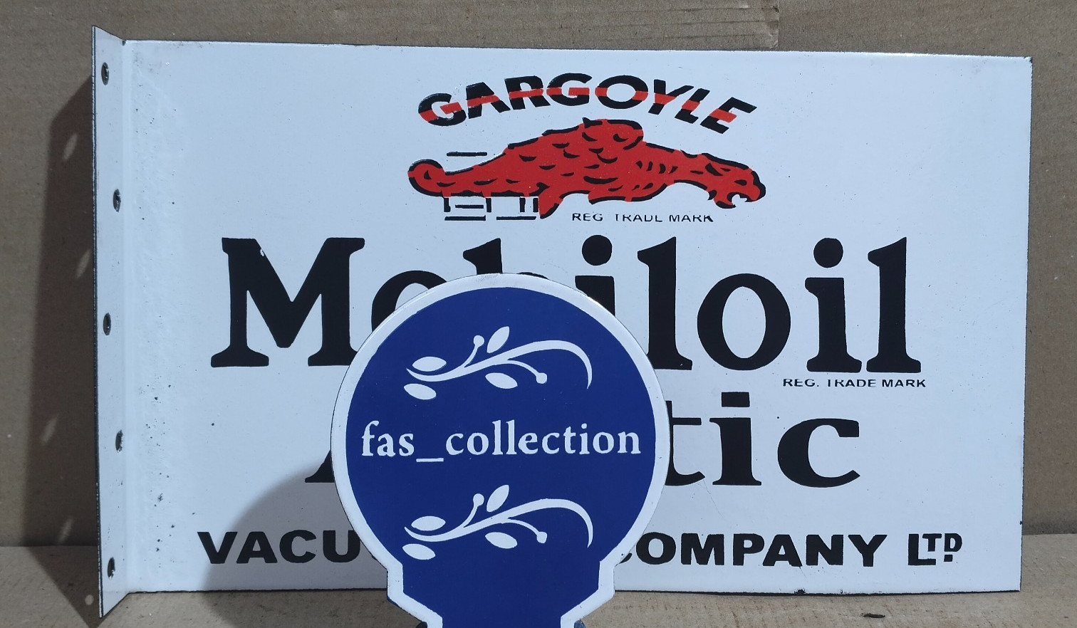 Gargoyle Mobiloil Arctic Porcelain Enamel Sign 18 x 10 Inches 2 Sided