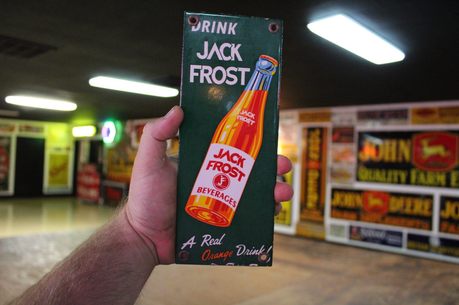 DRINK JACK FROST ORANGE SODA POP DEALER PORCELAIN METAL SIGN COKE FOUNTAIN PEPSI