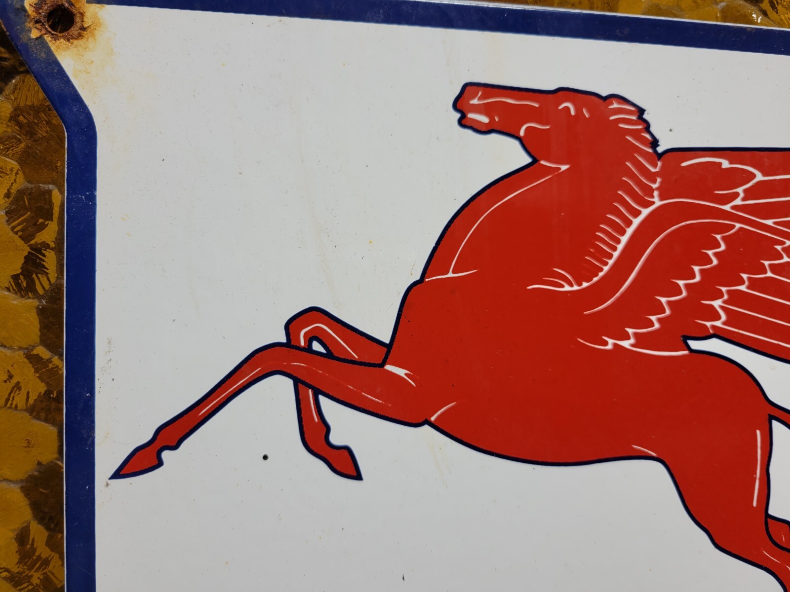 VINTAGE MOBIL PORCELAIN SIGN OLD MOBILGAS GAS STATION PUMP PLATE SHIELD PEGASUS