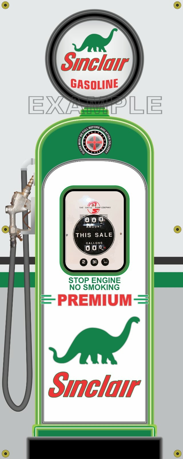 SINCLAIR GAS PUMP WAYNE 50s STYLE REGULAR PREMIUM OR SET 2 X 5 REMAKE BANNER ART