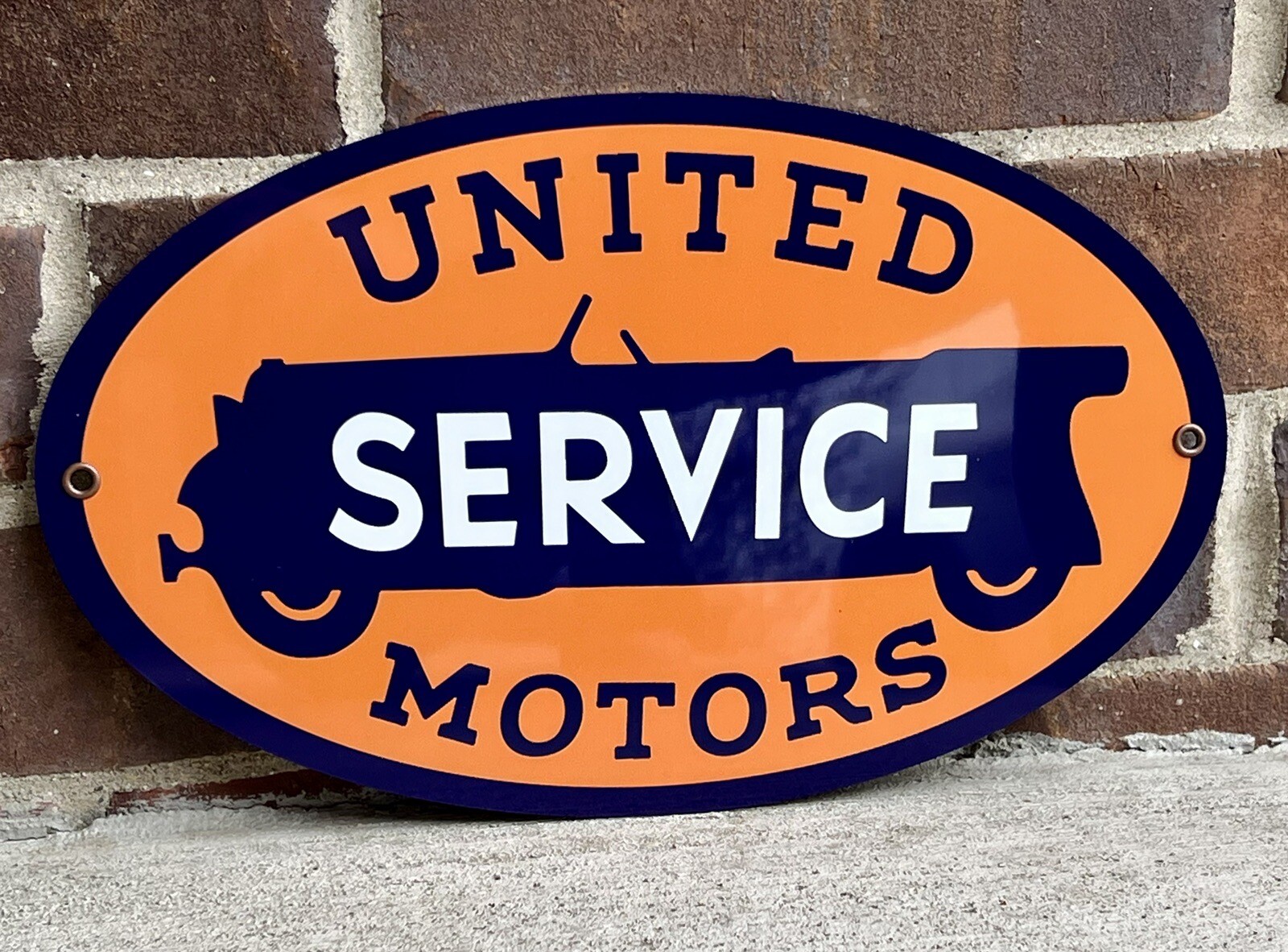 13” United Motors Service Vintage Style oval Metal Sign Oil Gas
