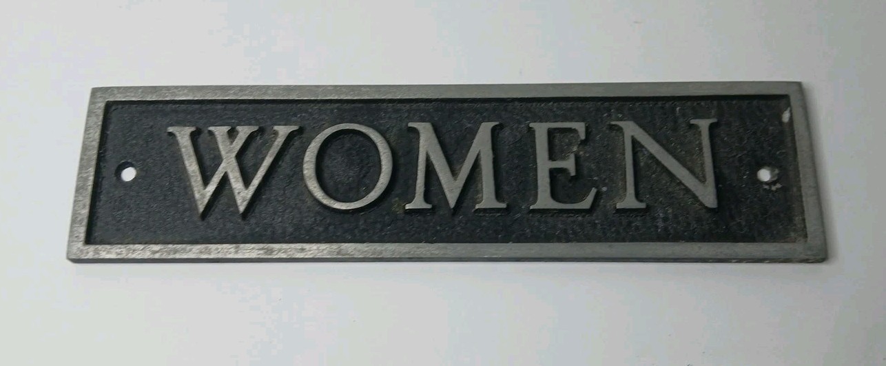 WOMEN Original Old Embossed Metal Sign Restroom Bathroom Powder Room Advertising