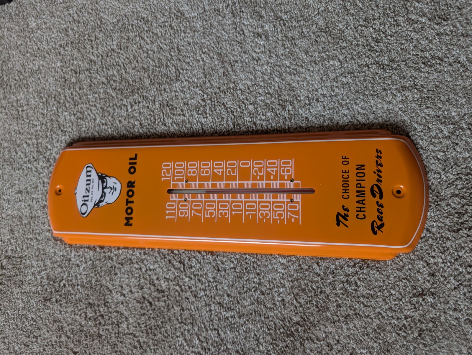 “OILZUM MOTOR OIL” ADVERTISING THERMOMETER Reproduction