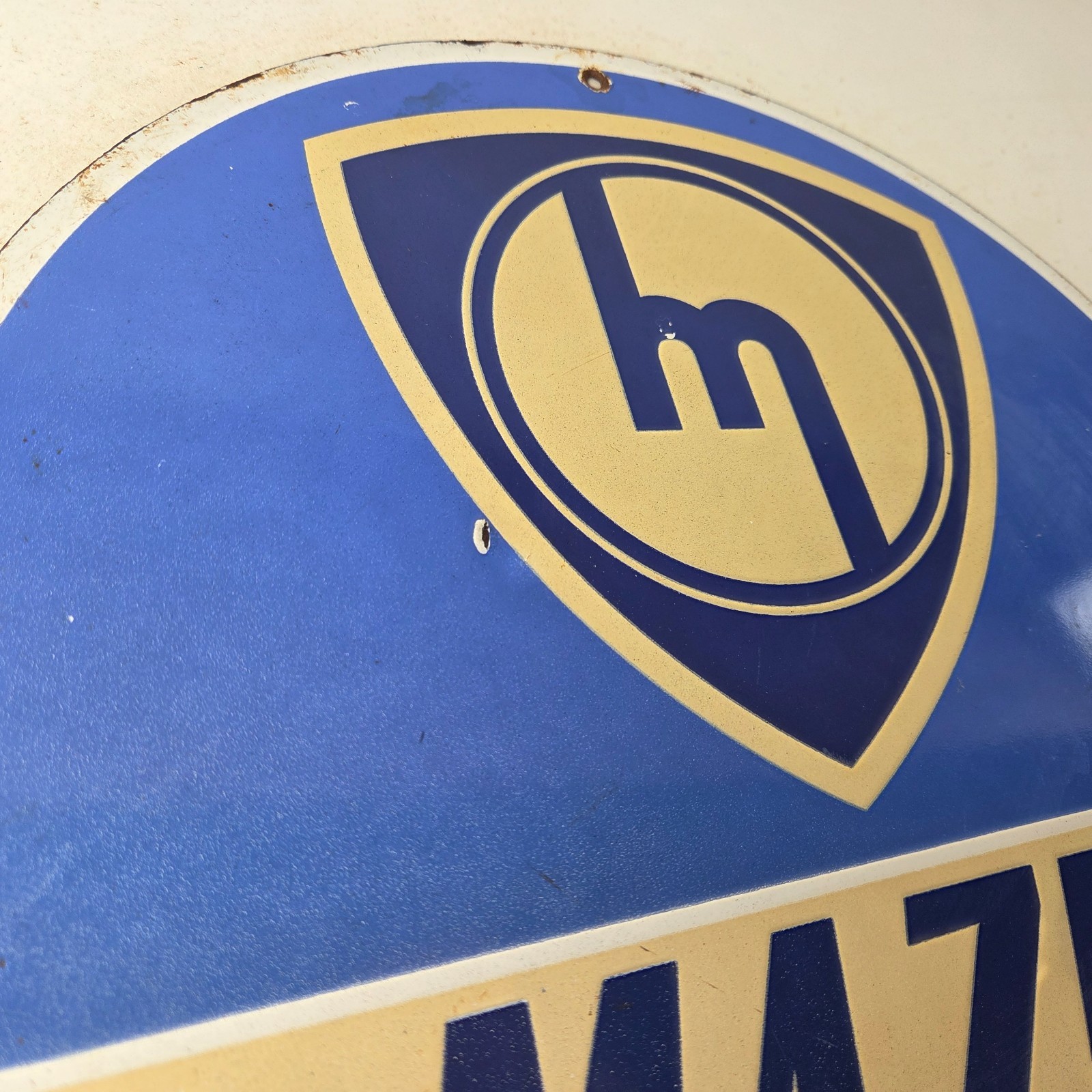 Vintage Mazda Porcelain Sign – Automobiles Mechanic Repair Shop Gas Pump Sign