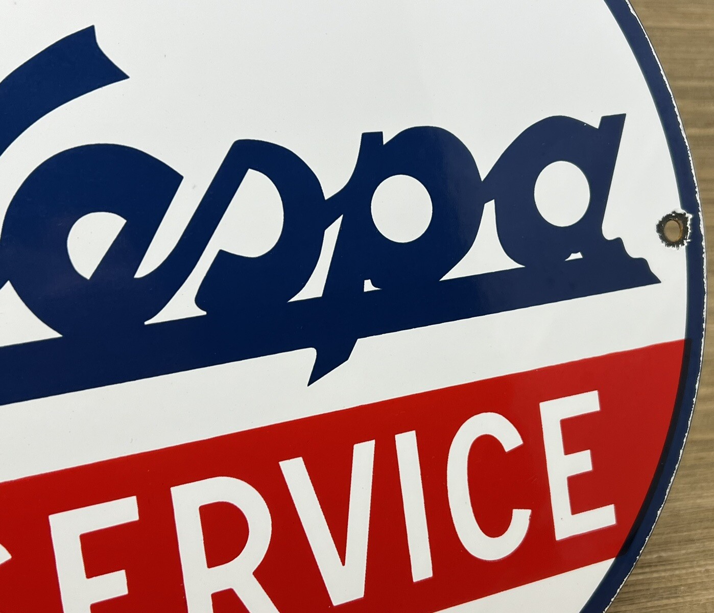 VINTAGE VESPA SCOOTER PORCELAIN SIGN SALES AND SERVICE STATION PUMP PLATE MOPED