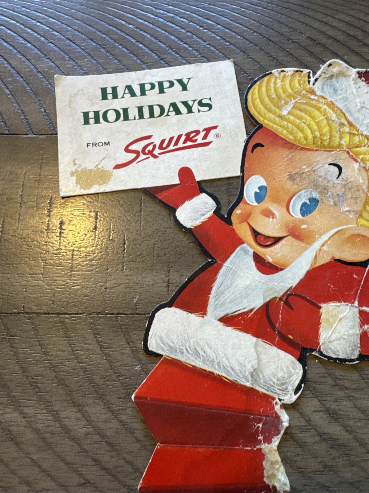 Vintage Holiday Squirt Soda, Boy Sign 1944 The Squirt Company