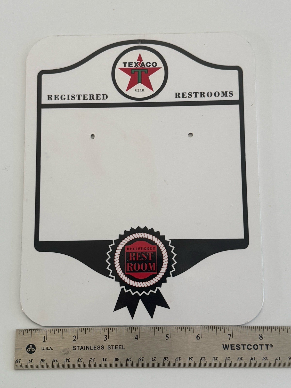 Texaco Registered Restrooms Porcelain Key Board Men Ladies Tags Reproduction