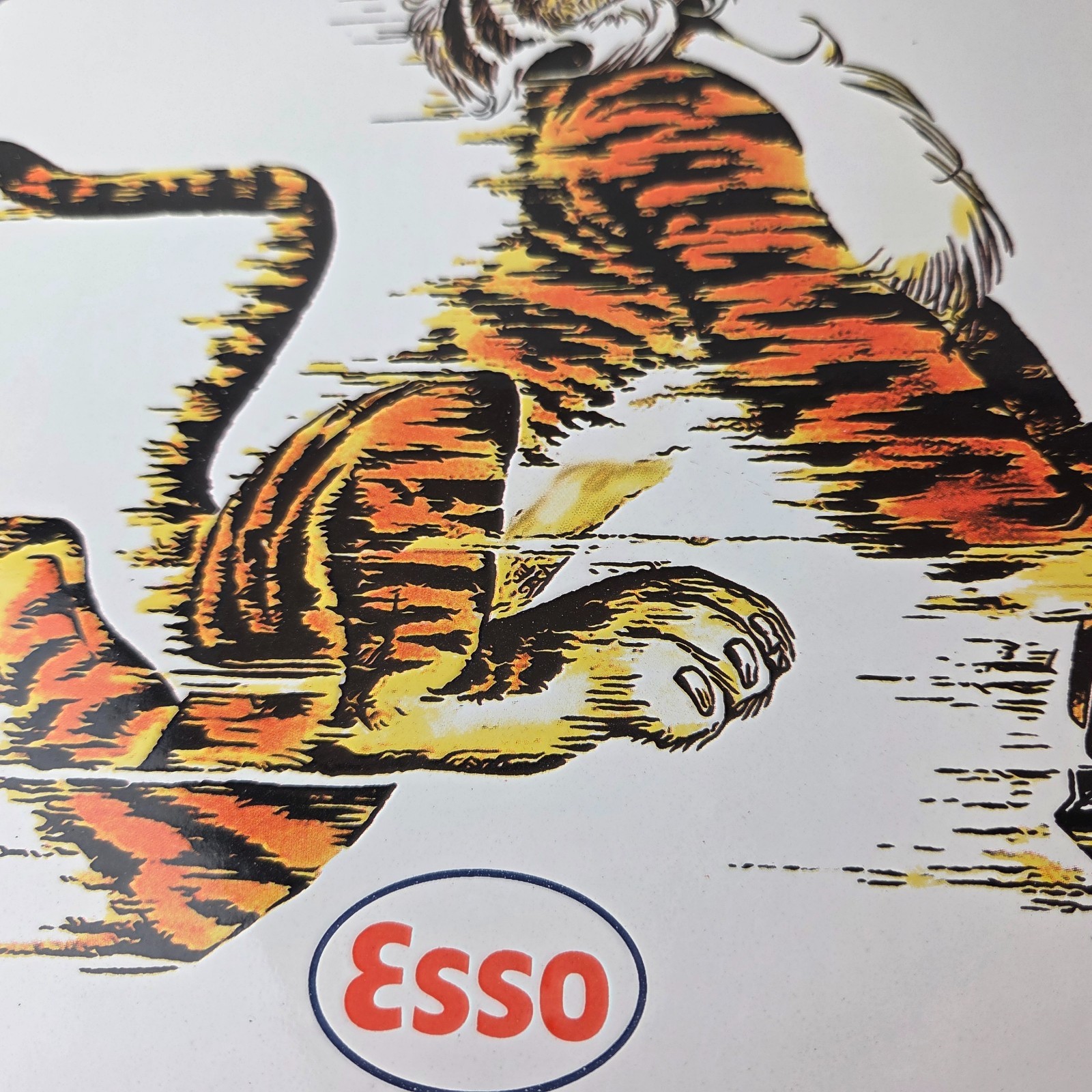 Vintage Esso Gasoline Sign – Tiger Gas Service Station Auto Tank Porcelain Sign