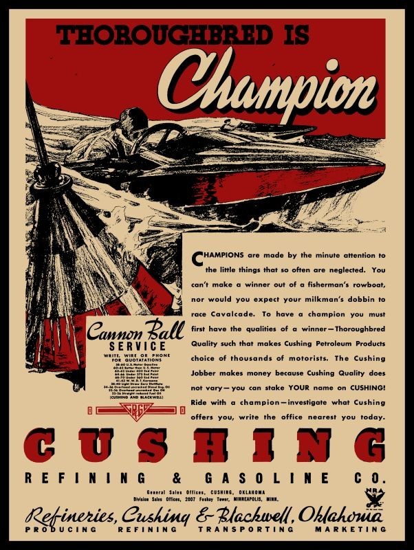 1934 CUSHING Refining & Gasoline Co. NEW Metal Sign: 12×16″ Blackwell Oklahoma