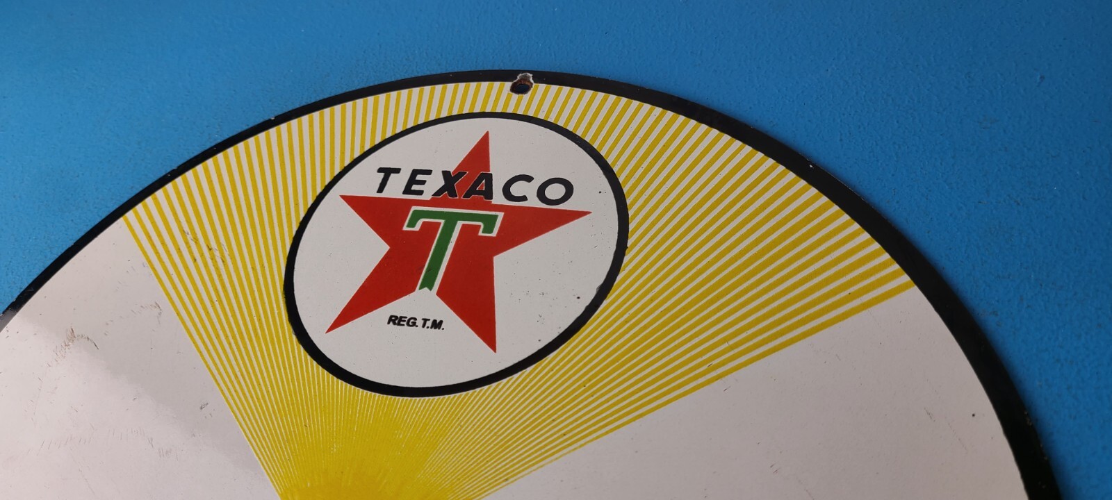 Vintage Texaco Gasoline Sign – 12″ Fuel Chief 1 Gas Pump Plate Porcelain Sign
