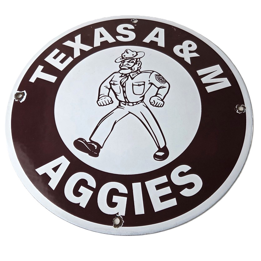 Vintage Texas A&M Sign – College Football Aggies Gas Service Pump Porcelain Sign