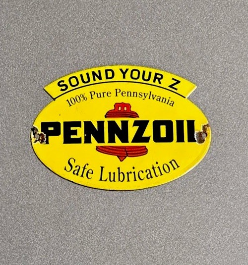 VINTAGE PENNZOIL MOTOR LUBRATION PORCELAIN SIGN CAR GAS TRUCK MOTORCYCLE OIL