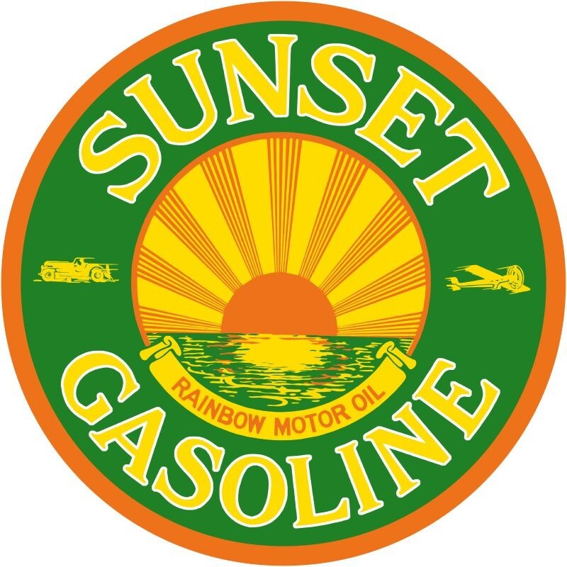 Sunset Gasoline by Rainbow Oil Company NEW Sign 40″ Dia. Round USA STEEL 15 Lbs