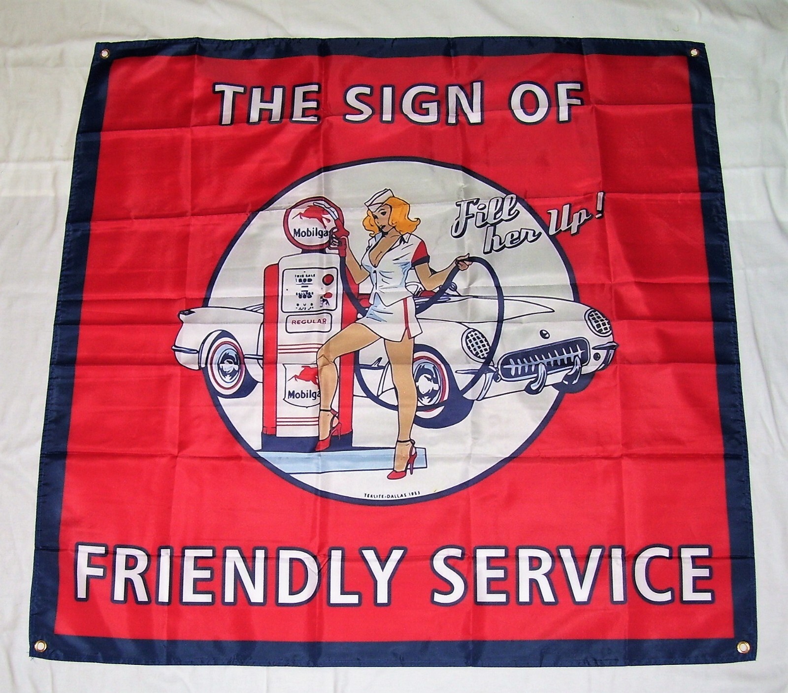 MOBIL GAS SIGN 3’X5′ FLAG BANNER PEGASUS GULF ESSO SHELL EXXON MOBIL OIL SHOP