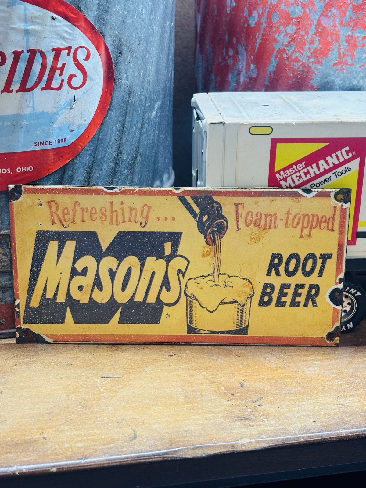 Masons Rootbeer Porcelain Advertising Sign 8 inches