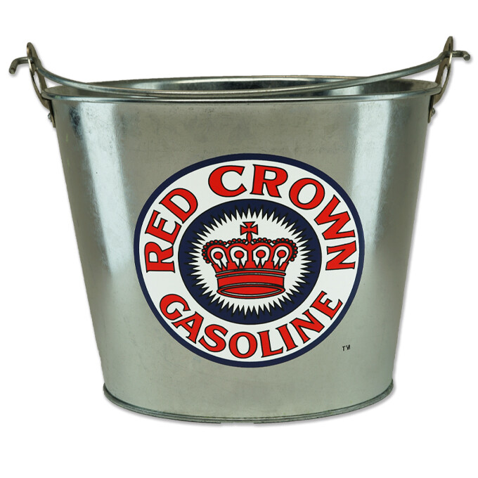 Red Crown Galvanized Metal Ice Bucket beer sign gas oil can pail gasoline