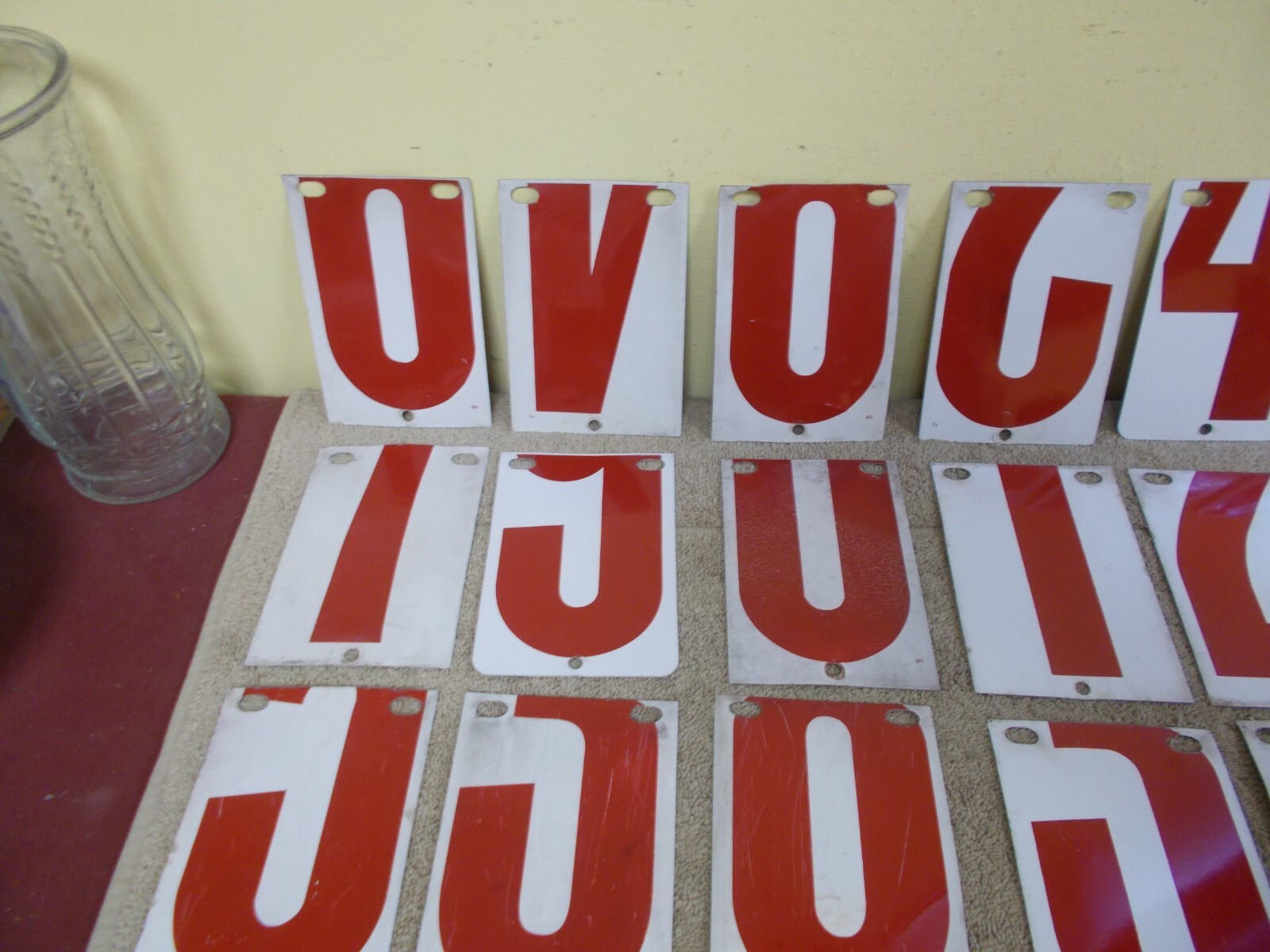 VINTAGE GAS STATION PUMP SIGN NUMBERS FLIP KEROSENE PRICE METAL DOUBLE SIDED