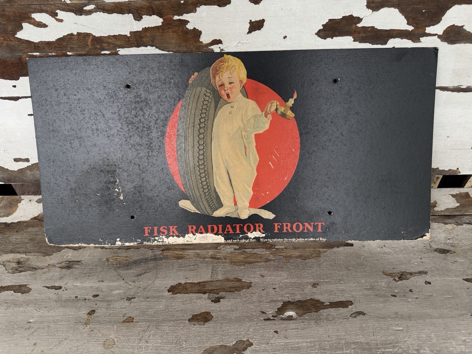 Vintage Fisk Tire Sign Radiator Cover Some Minor Wear. SHIPS FREE IN THE USA..