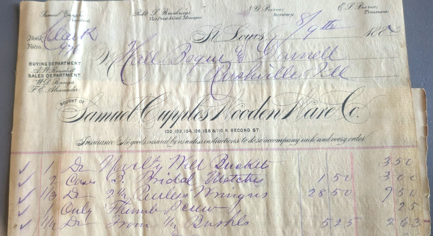 PEORIA, CHICAGO, CANTON, IL; ST. LOUIS, RACINE WISC. INVOICE DOCUMENTS, 1881-84